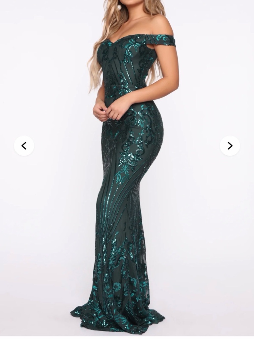 Fashion Nova Emerald Sequin Mermaid Gown